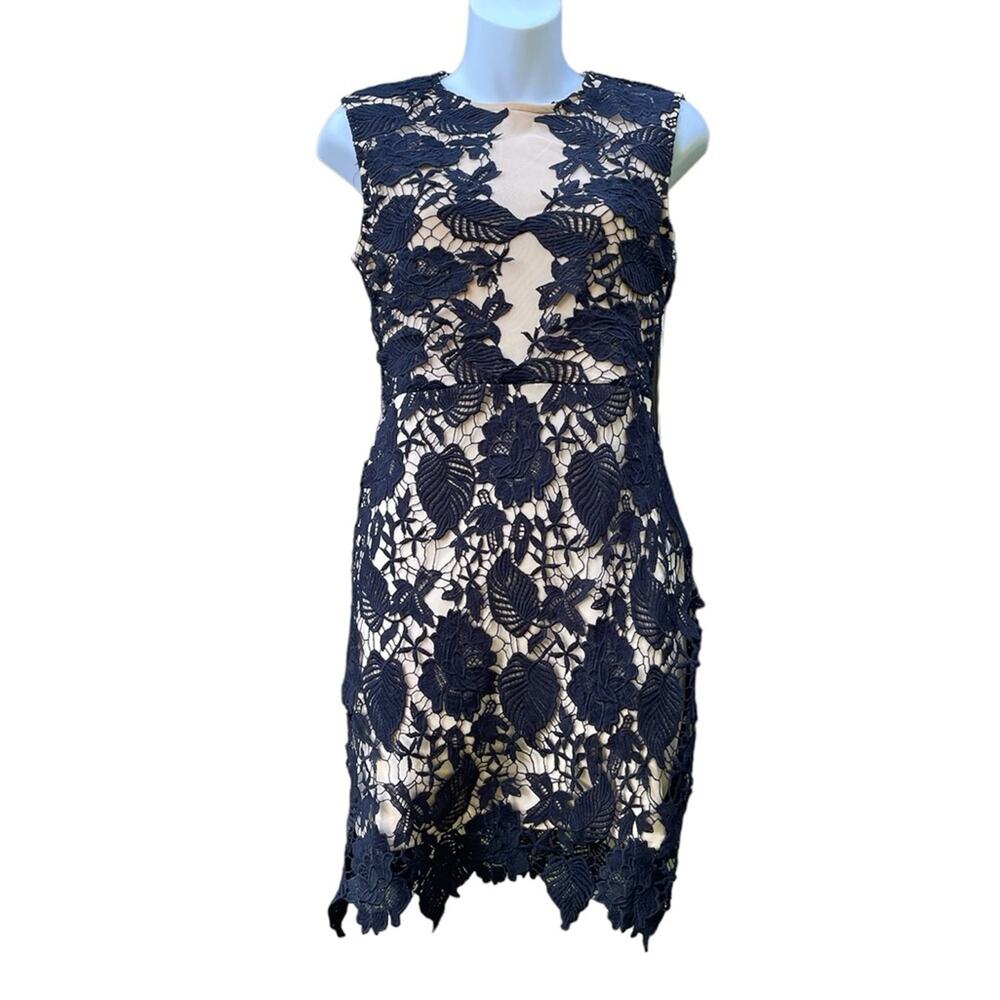 Between Us Black and Tan Lace cocktail mini dress